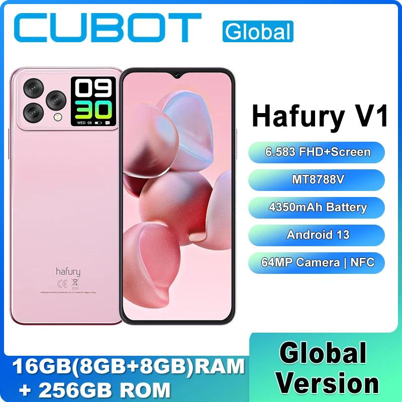 Cubot Hafury V1 Ʈ, 6.583 ġ FHD + 16GB (8GB + 8GB)RAM + 256GB ROM 64MP ī޶, 4350mAh ȵ̵ 13 NFC ۷ι  ޴